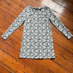 LOFT Floral Paisley Wool-Blend Long-Sleeve Shift Dress